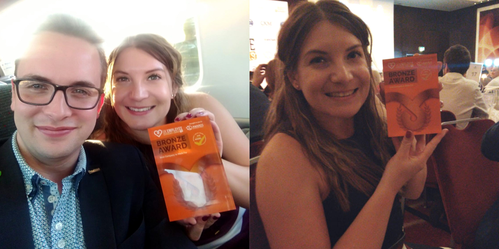 ||Hayley holding bronze award|Presenting at the awards